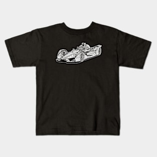 White Formula E Car Blueprint Sketch Art Kids T-Shirt